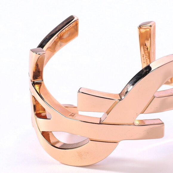 Saint Laurent Rose Gold Signature YSL Monogram Cuff Bracelet - Picture 2 of 6
